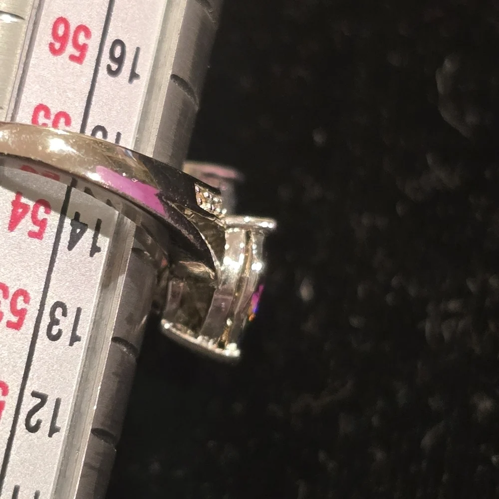 Sterling Silver Rainbow Topaz CZ Heart Ring Size 7.25